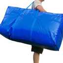 66 Gallon Extra Large Storage Bags, Huge Moving Bags Heavy Duty with Zipper and Stronger Handles, Big Foldable Duffle Bag for Travel - Waterproof Material Protects from Dust and Moisture - Storage (250L, 1 Pack, Blue)