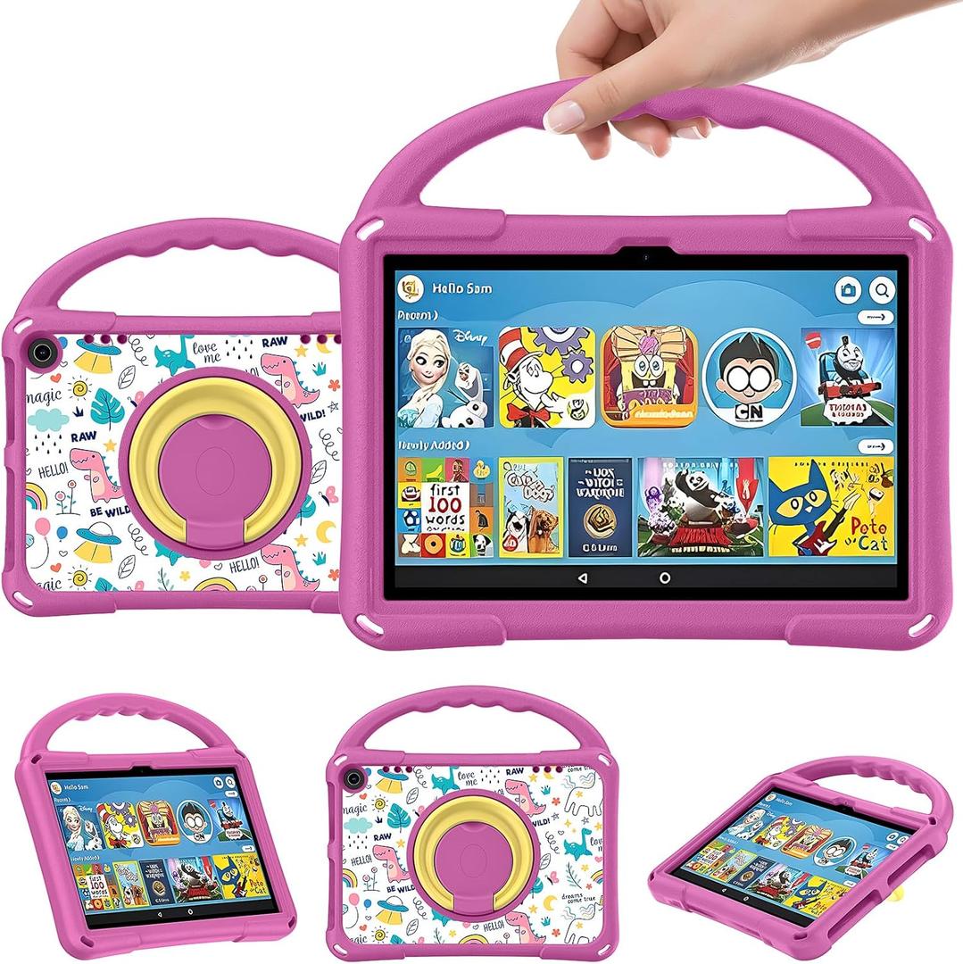 Tablet 8 Case and Cover for Kids, Compatible 2024 Model Not for iPad/Samsung/Onn Tab, Ubearkk Anti Slip Shockproof Cover Pink