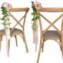 Lookein Set of 8 Pew Flowers for Wedding Ceremony Chair Decorations Bench Decoration Wedding Aisle Chair Decoration, Dusty Rose