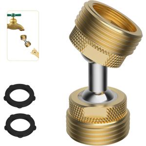 iFealClear Garden Hose Adapter, Swivel Brass Garden Hose Protector Connector, 3/4" GHT Flexible Pipe Kink Protector to Outdoor Faucet, Male to Male, Dual Rotation at Both Ends