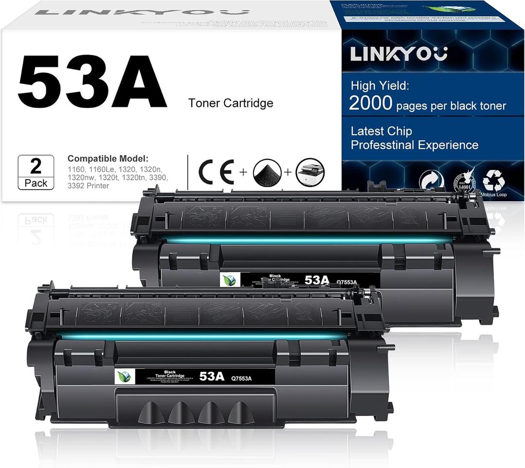 53A Toner Cartridge : 2 Pack 53A Replacement for HP 53A Q7553A 49A Q5949A Toner Cartridge for M2727 MFP M2727nf MFP M2727nfs MFP P2015 P2015d P2015dn P2015x Printer - Black