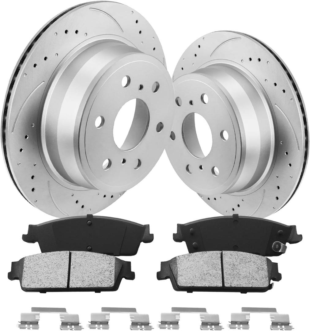 Brake Pads and Rotors Kit Rear Automotive Replacement Brake Kits Compatible with 2007-2013 Chevrolet Silverado 1500, Brakes and Rotors 55133 D1194-8312 Brake Kit Geomet 344.7mm13.6in