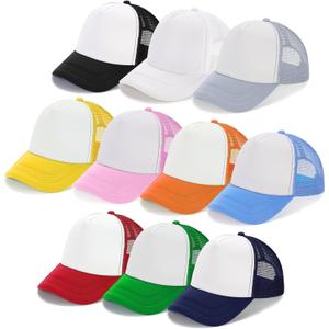 Ultrafun 10 Pack Trucker Hat Mesh Sublimation Blank Hats Adjustable Baseball Caps Hats for Men Women (One Size, Multicolor)