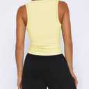 Women's Sexy Deep V Neck Cropped Tank Tops for Women Summer Slim Fitted Workout Going Out Top Basic Sleeveless Shirt (Yellow, M)