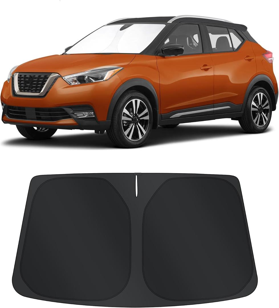 TINGLU Sun Shade for Nissan Kicks S SV SR Crossover 2018-2024 Accessories Windshield Sun Shade Window Shade UV Rays Protection Sun Visor Cover with Steering Wheel Sunshade Storage Bag