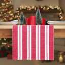 PurpleEssences Double Stripe Ribbed Woven Table Runner Dining Room Boho Farmhouse Decor - Spring Easter Summer - 14 x 90 Inch - Red and White