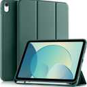 Akkerds Compatible with iPad (A16) 11th Generation Case 11 Inch 2025, for iPad 10th Generation Case 10.9 Inch 2022 with Pencil Holder, Slim Trifold Stand Protective Cover with Soft TPU Back,Pine Green