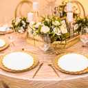 AimFun White Scalloped Party Plates Gold Foil Border Paper Plates Disposable 9inch Serving Plates for Birthday Wedding Bridal Baby Shower Party Supplies (48, White)