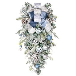 Christmas Garland for Front Door, 6 Foot Artificial Unlit Winter Garland with Pine Cones, Berry Clusters, Bronze Ball Ornaments and Ribbons for Thanksgiving Holiday Christmas Decoration