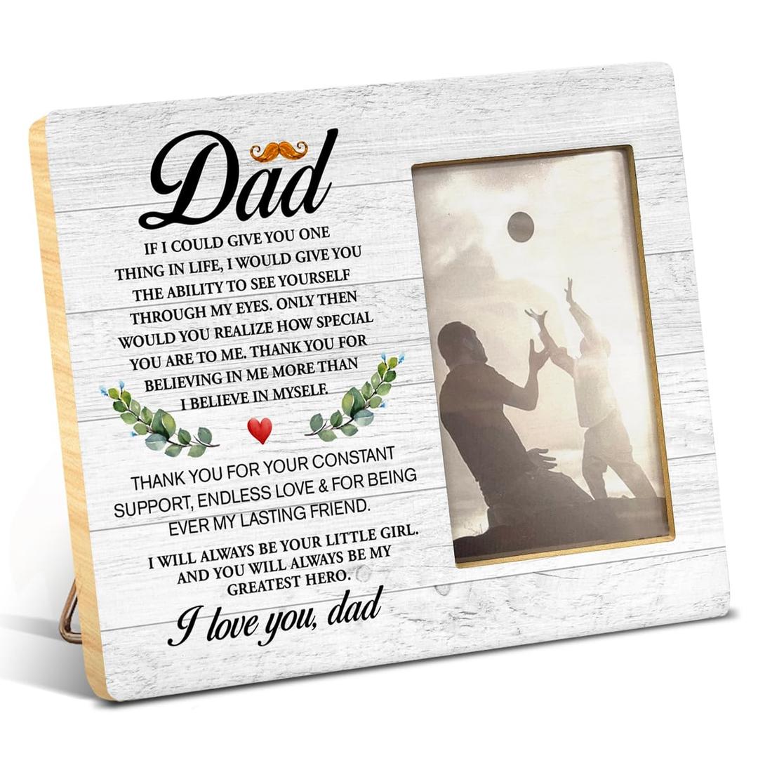 Yuzi-n Dad Gift From Daughter Son, Best Father Gifts Idea, Meaningful Gift for Father, to My Dad I Love You Wood Picture Frame for 4x6 Inches Photo