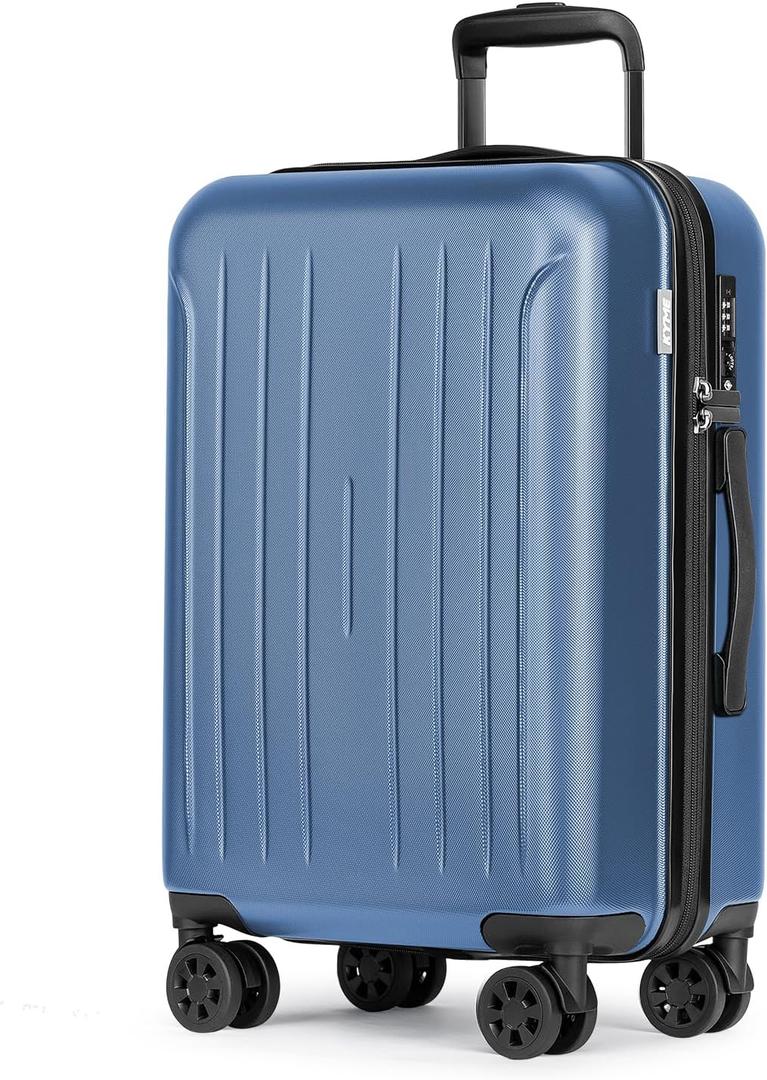 KYME Suitcase Hardshell With Double Spinner Wheels, PC+ABS TSA Lock Travel Luggage (Royal Blue, 24" Checked)