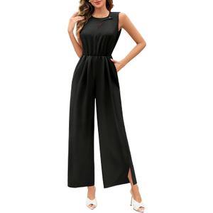 Dressystar Women's Formal Jumpsuits Dressy One Piece Outfits 2025 Summer Wide Leg Sleeveless Long Rompers With Pockets (XL)