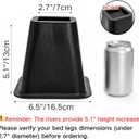 6 Pack Large Bed Furniture Risers, 6 inch Heavy Duty Couch Lift Risers for Sofa, Chair, Cabinet, Desk, High, Durable ABS Plastic, Premium Quality, Supports up to 2200 lbs, Black