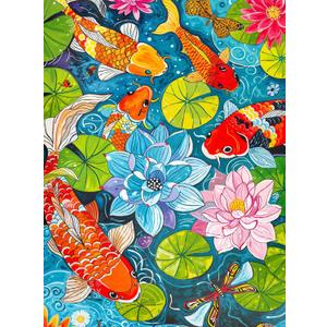 Cross & Glory - Dragonfly Dreams: Koi & Lilies Adventure - 1000 Piece Jigsaw Puzzle for Adults | Unique Nature-Themed | Vibrant Art