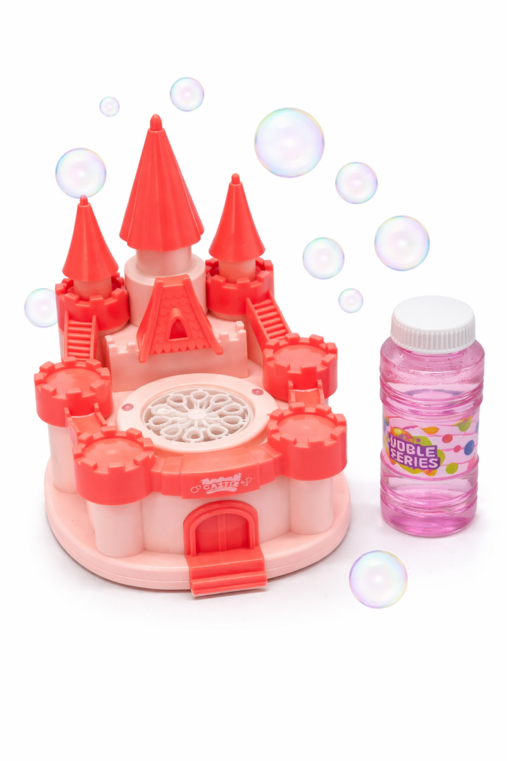 PANACARE Castle Bubble Machine, Automatic Bubble Blower, 10000+ Bubbles per Minute/LED Light, with Bubble Solution, Electric Bubble Machine Toy, for Boys and Girls Birthday Party Outdoor Gift (Red)