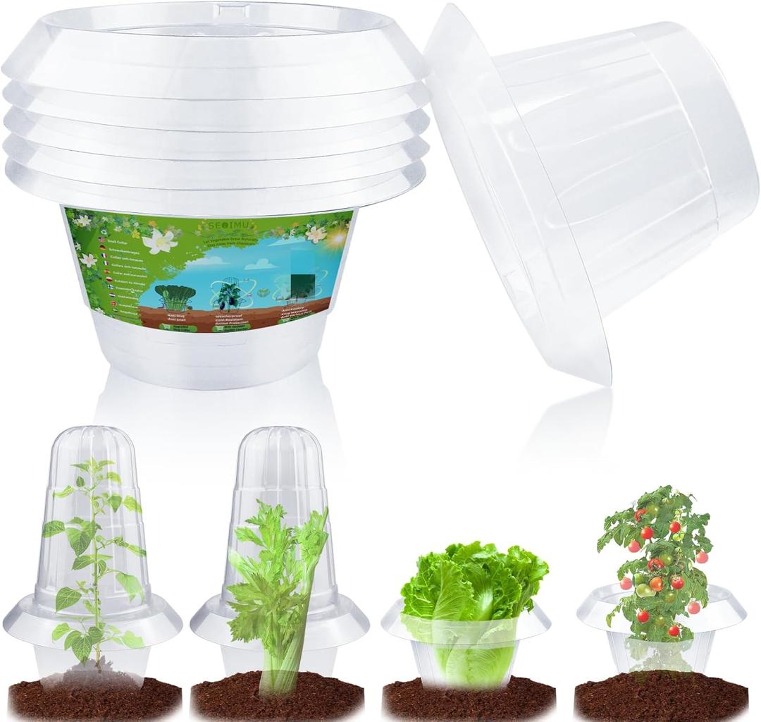 6 Pieces Upgraded Snail Collars, Wider Snail Protection Barrier, Sturdy Slug Collar for Effective Protection, Protective Rings for Lettuce and Cabbage Plants, Transparent (Not Include Garden Cloches)