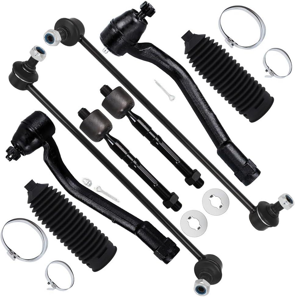 SCITOO 8pcs Front Suspension Kit Outer Inner Tie Rod End w/Boot Sway Bar fit 2011-2012 for Hyundai for Sonata for Kia Optima