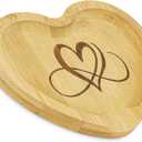 Heart Shaped Spoon Rest Large Engraved Bamboo Wood for Kitchen Utensils Wooden Vintage Country Tray Protects Countertop Fits Spoonful of Love Spoon