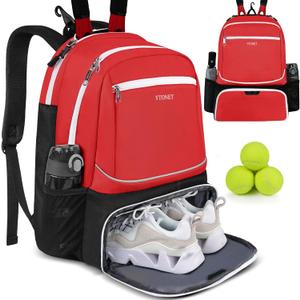 Ytonet Tennis Bag Tennis Backpack for Women Men 2 Rackets with Insulated Pocket Ventilated Shoe Compartment (Large, Dark Red)