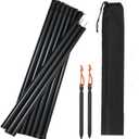 Adjustable Tarp Pole Canopy Pole Set of 2, Portable Tent Poles Rodsfor Camping Tarps,Tent,Awnings, Shelters, Hiking (H74.8 xW0.78in, Black)
