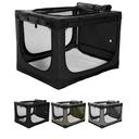 Veraste 33 Inch Collapsible Travel Dog Crate for Medium Large Dogs, Portable Dog Crate 4-Door Foldable Soft Kennel with Durable Mesh Windows for Indoor & Outdoor Travel, with Storage Bag