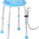 Shower Chair Shower Seat for Inside,Bath Chair for Elderly and Disabled,Tool-Free Assembly, Adjustable Height (13.75"-20.5"), 360 Swivel, Anti-Slip Feet - Supports 350lbs