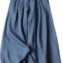 SCUSTY Linen Pants for Women Culottes Capris Wide Leg Palazzo Boho Pants Trousers (Small, Dark Blue)