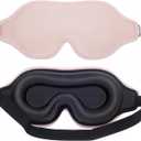 3D Contoured Sleep Mask for Women Complete Blackout Eye Cover for Men Adjustable Strap Ice Silk Lycra Ergo Eye Mask for Sleeping Travel Nap Meditation Zero Pressure Breathable Comfortable (Pink)