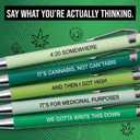 2 x Funny Pot Pens 5-Pack Set, Black Ink Ballpoint Pens with Sarcastic Weed Sayings, Gag Gift for Marijuana Smokers, Father's Day, Stoner Accessories, Office Supplies