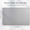 Stone Dish Drying Mat 24"×16" Large Diatomaceous Earth Dishes Quick Dry Pad for Kitchen Counter with Heighten Stainless Steel Feet, Fits Various Countertops & Drain Bowl Racks, Light Gray