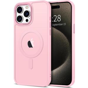Hython Case for iPhone 15 Pro Case Magnetic Translucent Matte Phone Cases 6.1" [Compatible with MagSafe] Thin Slim Fit Shockproof Bumper Hard Protective Cover for Women Men Girls, Frosted Tender Pink