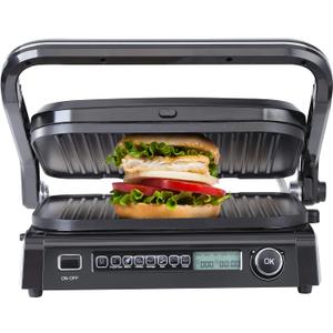 VEVOR 7 IN 1 Electric Contact Grill,1800W Indoor Panini Press Griddle,Stainless Steel Teppanyaki Grill with Nonstick&Removable Iron Plate, 0-446℉ Adjustable Temp Control,LCD Display,110V