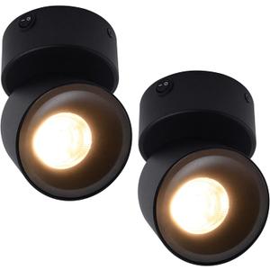 Homdec 2 Pack 12V RV LED COB Ceiling Spotlight Downlight with Switch, Surface Mounted 360° Adjustable Dimmable RV Wall Light Accent Lamp, 12 Volt RV Reading Lamp for Boat Camper Truck Trailer Caravan