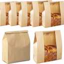 Large Paper Bread Bags for Homemade Sourdough-Bread Packaging Bag for Gifting, Label Seal Sticker Included Pack of 100(11.8x8.2x3.5 inch)