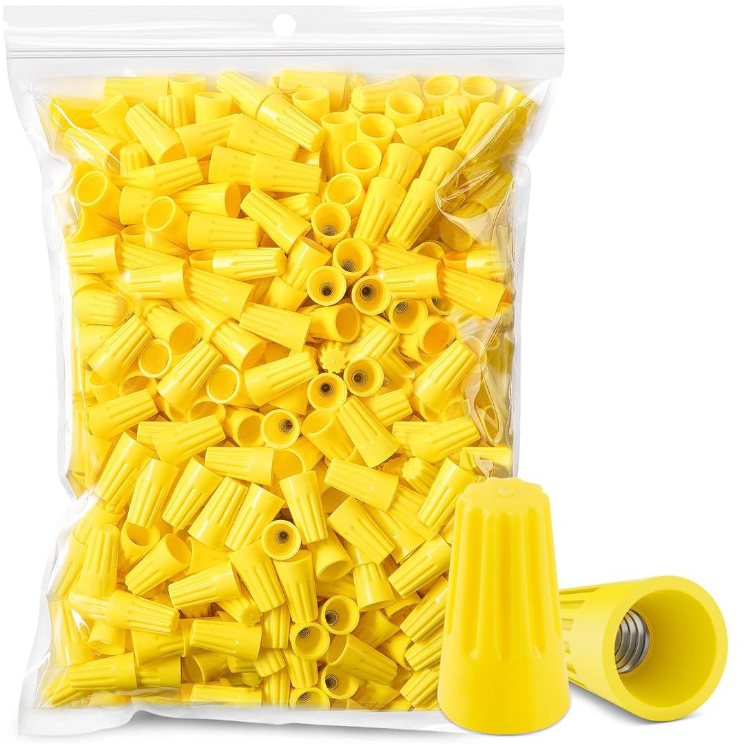 600PCS Wire Connectors Nuts 18-12 AWG Electric Wire Caps Insulating Insert Twist Electrical Wire Connectors Yellow Wire Assortment Nuts for Quick Connection