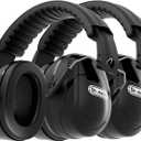 Dr.meter Hearing Protection Ear Muffs, 31dB Noise Reduction Safety Earmuffs with Adjustable Headband for Adults Kids Autism Sensory, Ear Muff for Yard Work, Mowing or Hunting -Pure Black 2PACK