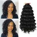 8Packs Curly Crochet Hair Boho Ocean Wave Crochet Hair 12Inch Pre Looped Crochet Hair for Black Women Pre Twisted Bench Curl Crotchet Hair(1B, 12inch)