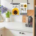 TAJWE Spring Kitchen Towels 18x26 Inch Set of 2 Sunflower Floral Sunshine Buffalo Plaid Dish Towels Farmhouse Summer Holiday Absorbent Decorative Grid Hand Towels for Kitchen Bathroom Home Decoration