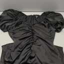 Maggy London Puff Sleeve Below The Knee Ruching | Wedding Guest Dresses for Women (0, Black)