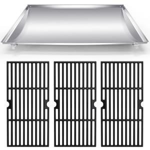 Hiorucet Stainless Steel G517-6600-W1 Trough & Grill Grates for Charbroil 463250512, 463250511, 466250511, Heat Plate Drip Pan, Cooking Grid for Charbroil Tru Infrared 3 Burner Grill Replacement Parts