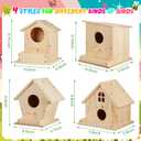 Liliful 4 Pack Birdhouse Kit DIY Wooden Bird House with Paint and Paintbrushes Arts and Crafts Painting Kits for Boys Girls Adults Build Paint Christmas Birthday Indoor Outdoor Craft (Classic Style)