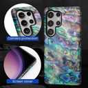 Compatible with Samsung Galaxy S25 Ultra Case - Dual-Layer Protection, Hard Shell with Silicone Interior,Slim Scratch Resistant Shockproof for Woman Men - Blue Abalone Mollusk Shell Patten
