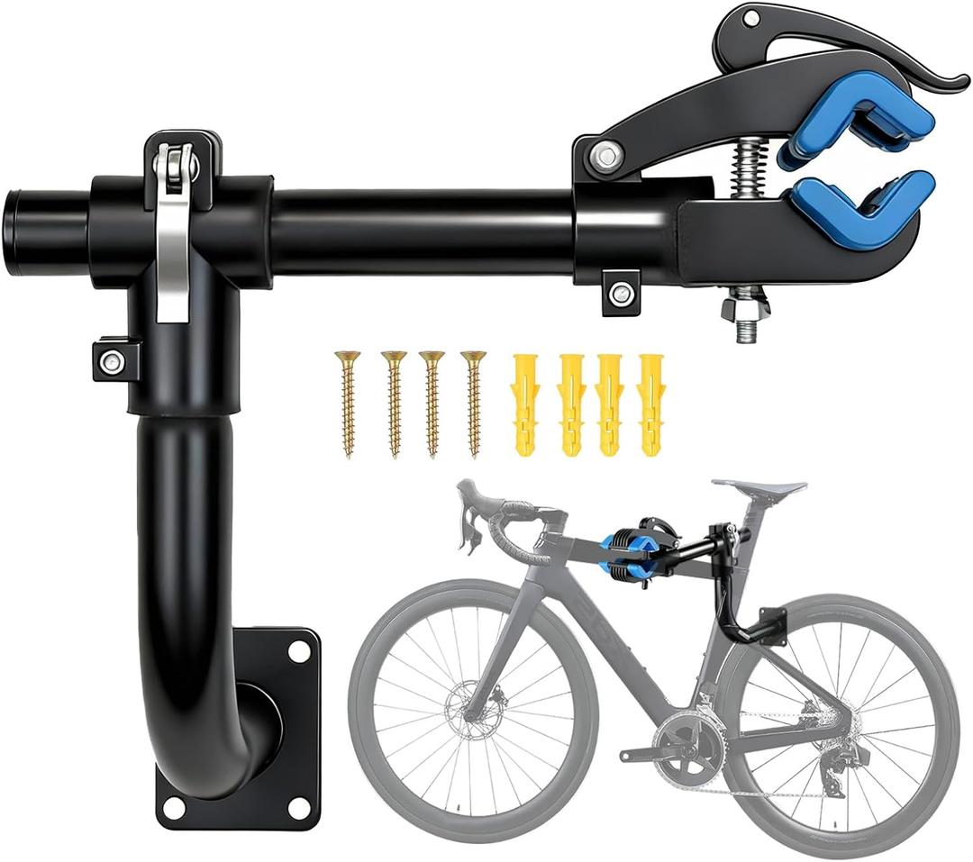 Wall Mounted Bike Repair Stand, Bike Work Stand, Bicycle Maintenance Rack for Road Mountain Bike, Road Bike, Space-Saving, 360 Swivel Clamp, Heavy-Duty Iron Construction