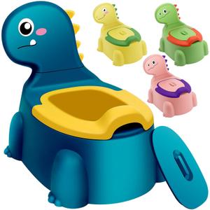 Potty Seat Baby Training Chair Boys Girls Toddler Dinosaur Comfortable children 1-5 years old Baby toilet Animal seat with lid back potty trainer (Blue)