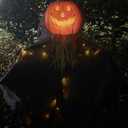 Halloween Scarecrows for Outside Poseable Halloween Scary Pumpkin Man Decorations with Lights and Timer (6H On/18H Off) Pumpkin Man Decorations Outdoor Scarecrows for Yard Party Porch