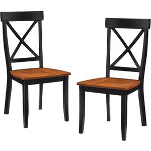 Home Styles Classic Black and Oak Pair of Dining Chairs, with Solid Hardwood Construction, Cottage Oak Finish, X-Style Back, and Mission Style Look, Set of Two, unspecified
