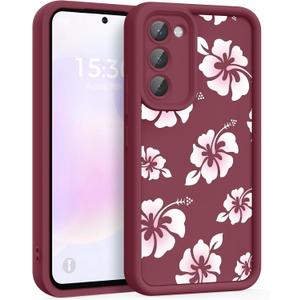 Case for Samsung Galaxy S23 5G, Pretty Pattern Design for Girls Women Silicone Cover, Soft TPU Material, Thicker Frame Shockproof Protective Case for Samsung S23 (Gradient Hibiscus)
