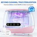 Dental Ultrasonic Retainer Cleaner Machine - 52kHz Dental Appliance Cleaner for Retainers, Dentures, Aligners, Mouth Guards, Toothbrushes & Jewelry, 200ML Pink, Quiet & Portable