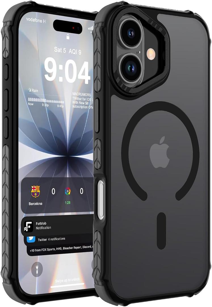 DEERLAMN Strong Magnetic Case for iPhone 17 6.3-Inch,[Compatible with Magsafe][Military Grade Drop Protection] Translucent Matte Shockproof Protective Phone Cover-Frosted Black