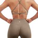 SUUKSESS Women Seamless Workout Sets Strappy Sports Bra High Waist Booty Shorts Outfits (4-6, #1 Dark Coffee)